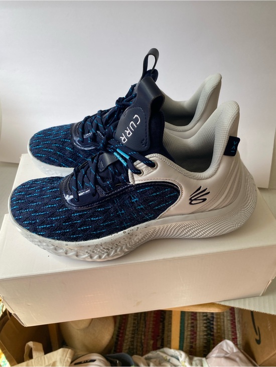UA Team Curry 9 White Midnight Navy Basketball Sneakers M6 W7.5 Streetwear main image 9